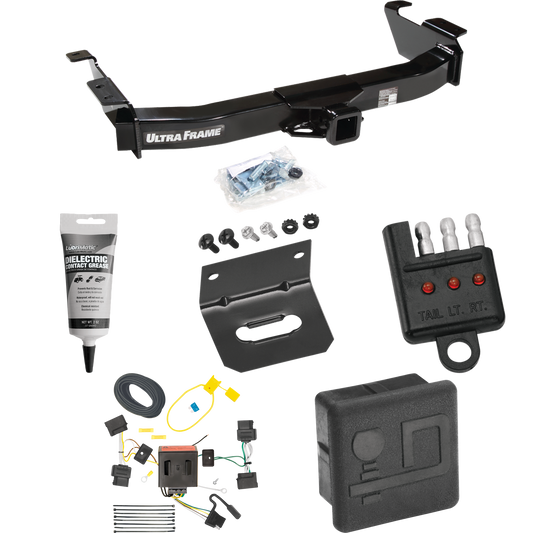 Se adapta al paquete de enganche de remolque Ford E-250 Econoline 2008-2014 con arnés de cableado plano de 4 + cubierta de enganche + soporte de cableado + probador de cableado + grasa eléctrica de Draw-Tite