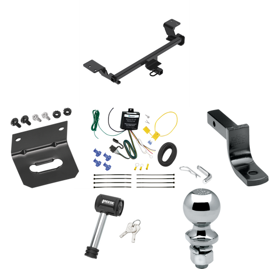 Fits 2020-2022 Toyota Prius Trailer Hitch Tow PKG w/ 4-Flat Wiring Harness + Draw-Bar + 2" Ball + Wiring Bracket + Hitch Lock (Excludes: w/Plug-In Model Models) By Reese Towpower