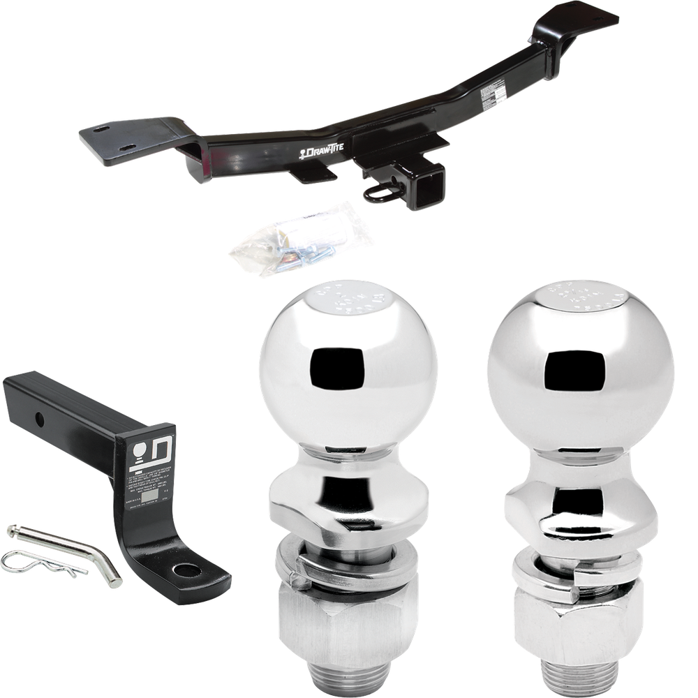 Se adapta al paquete de enganche de remolque Hyundai Tucson 2005-2009 con soporte de bola con caída de 4" + bola de 2" + bola de 2-5/16" de Draw-Tite