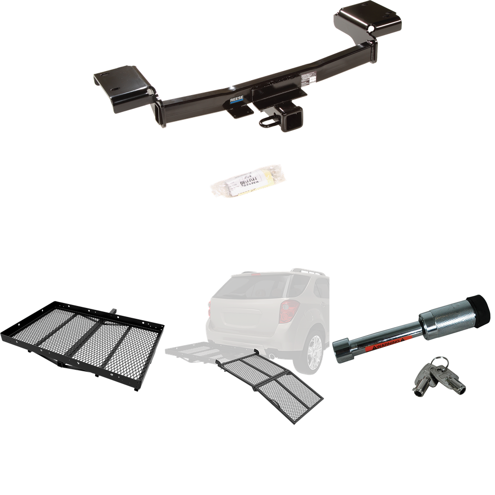 Fits 2010-2015 Hyundai Tucson Trailer Hitch Tow PKG w/ Cargo Carrier + Bi-Fold Ramp + Hitch Lock By Reese Towpower