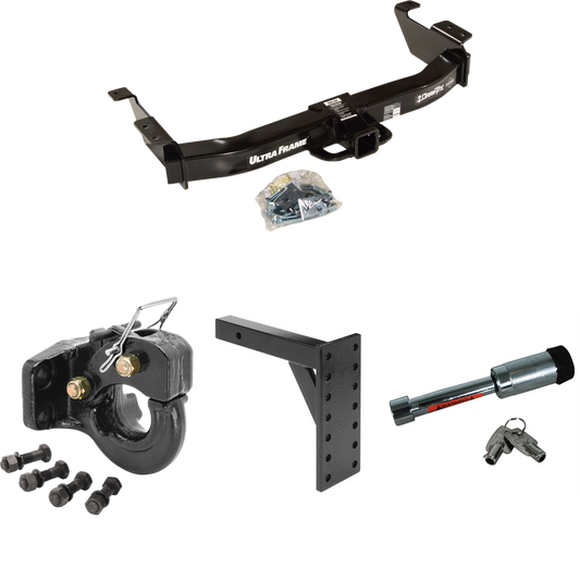 Fits 2003-2014 Ford E-350 Econoline Super Duty Trailer Hitch Tow PKG w/ 7 Hole Pintle Hook Mounting Plate + 10K Pintle Hook + Hitch Lock By Draw-Tite