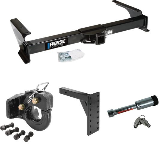 Fits 1992-2014 Ford E-150 Econoline Trailer Hitch Tow PKG w/ 7 Hole Pintle Hook Mounting Plate + 10K Pintle Hook + Hitch Lock By Reese Towpower