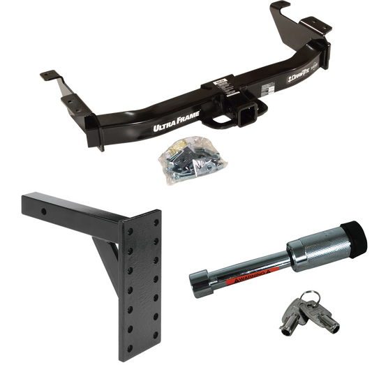 Fits 2000-2014 Ford E-150 Econoline Trailer Hitch Tow PKG w/ 7 Hole Pintle Hook Mounting Plate + Hitch Lock By Draw-Tite