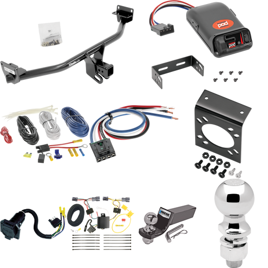 Se adapta al paquete de enganche de remolque Hyundai Tucson 2016-2018 con control de freno POD serie Pro + adaptador de cableado BC genérico + cableado RV de 7 vías + soporte de bola y caída de 2" y 2-5/16" de Draw-Tite