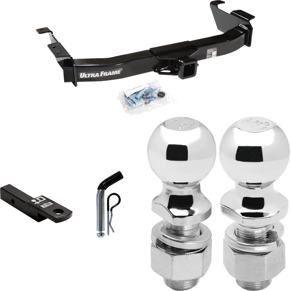 Fits 2009-2012 Ford E-250 Econoline Trailer Hitch Tow PKG w/ Ball Mount w/ 2" Drop + Pin/Clip + 2" Ball + 2-5/16" Ball (For (Prepped Class II Tow Package) Models) By Draw-Tite