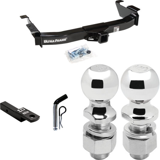 Fits 2009-2012 Ford E-250 Econoline Trailer Hitch Tow PKG w/ Ball Mount w/ 2" Drop + Pin/Clip + 2" Ball + 2-5/16" Ball (For (Prepped Class II Tow Package) Models) By Draw-Tite