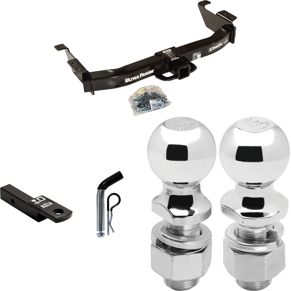 Se adapta al paquete de enganche de remolque Ford E-250 Econoline 2009-2012 con soporte de bola con caída de 2" + pasador/clip + bola de 2" + bola de 2-5/16" (para modelos (paquete de remolque preparado Clase II)) por dibujar-tite