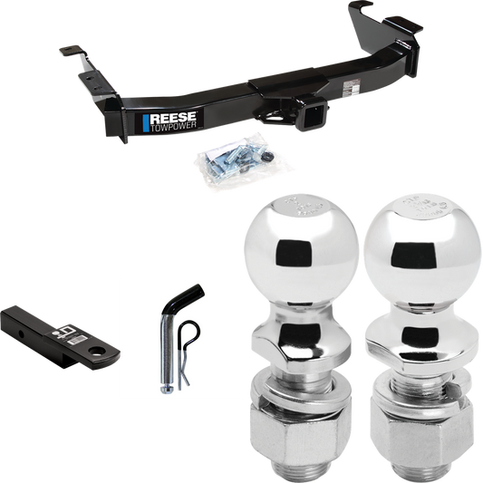 Fits 2000-2002 Ford E-350 Econoline Trailer Hitch Tow PKG w/ Ball Mount w/ 2" Drop + Pin/Clip + 2" Ball + 2-5/16" Ball By Reese Towpower