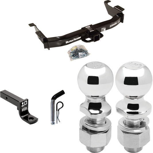 Fits 2009-2012 Ford E-150 Econoline Trailer Hitch Tow PKG w/ Ball Mount w/ 4" Drop + Pin/Clip + 2" Ball + 2-5/16" Ball (For (Prepped Class II Tow Package) Models) By Draw-Tite