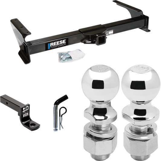 Fits 2009-2012 Ford E-250 Econoline Trailer Hitch Tow PKG w/ Ball Mount w/ 4" Drop + Pin/Clip + 2" Ball + 2-5/16" Ball (For (Prepped Class II Tow Package) Models) By Reese Towpower