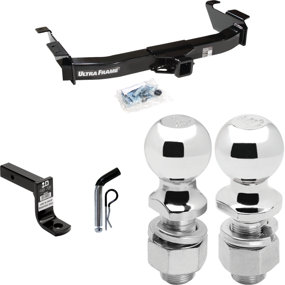 Fits 2000-2014 Ford E-150 Econoline Trailer Hitch Tow PKG w/ Ball Mount w/ 6" Drop + Pin/Clip + 2" Ball + 2-5/16" Ball By Draw-Tite