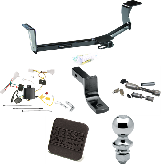 Fits 2010-2023 Toyota Prius Trailer Hitch Tow PKG w/ 4-Flat Wiring Harness + Draw-Bar + 1-7/8" Ball + Hitch Cover + Dual Hitch & Coupler Locks (Excludes: w/Plug-In Model Models) By Reese Towpower