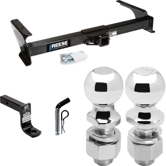 Fits 2009-2012 Ford E-350 Econoline Super Duty Trailer Hitch Tow PKG w/ Ball Mount w/ 6" Drop + Pin/Clip + 2" Ball + 2-5/16" Ball (For (Prepped Class II Tow Package) Models) By Reese Towpower