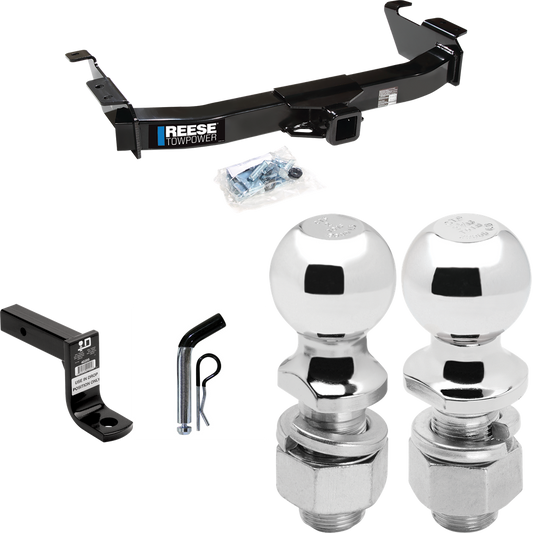 Fits 2000-2002 Ford E-350 Econoline Trailer Hitch Tow PKG w/ Ball Mount w/ 6" Drop + Pin/Clip + 2" Ball + 2-5/16" Ball By Reese Towpower