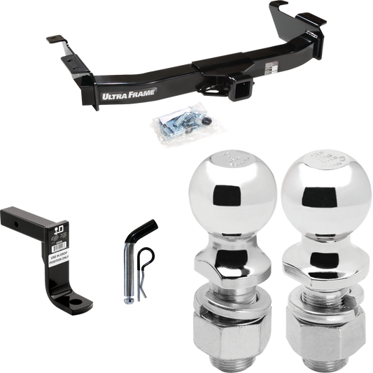 Fits 2000-2002 Ford E-350 Econoline Trailer Hitch Tow PKG w/ Ball Mount w/ 8" Drop + Pin/Clip + 2" Ball + 2-5/16" Ball By Draw-Tite