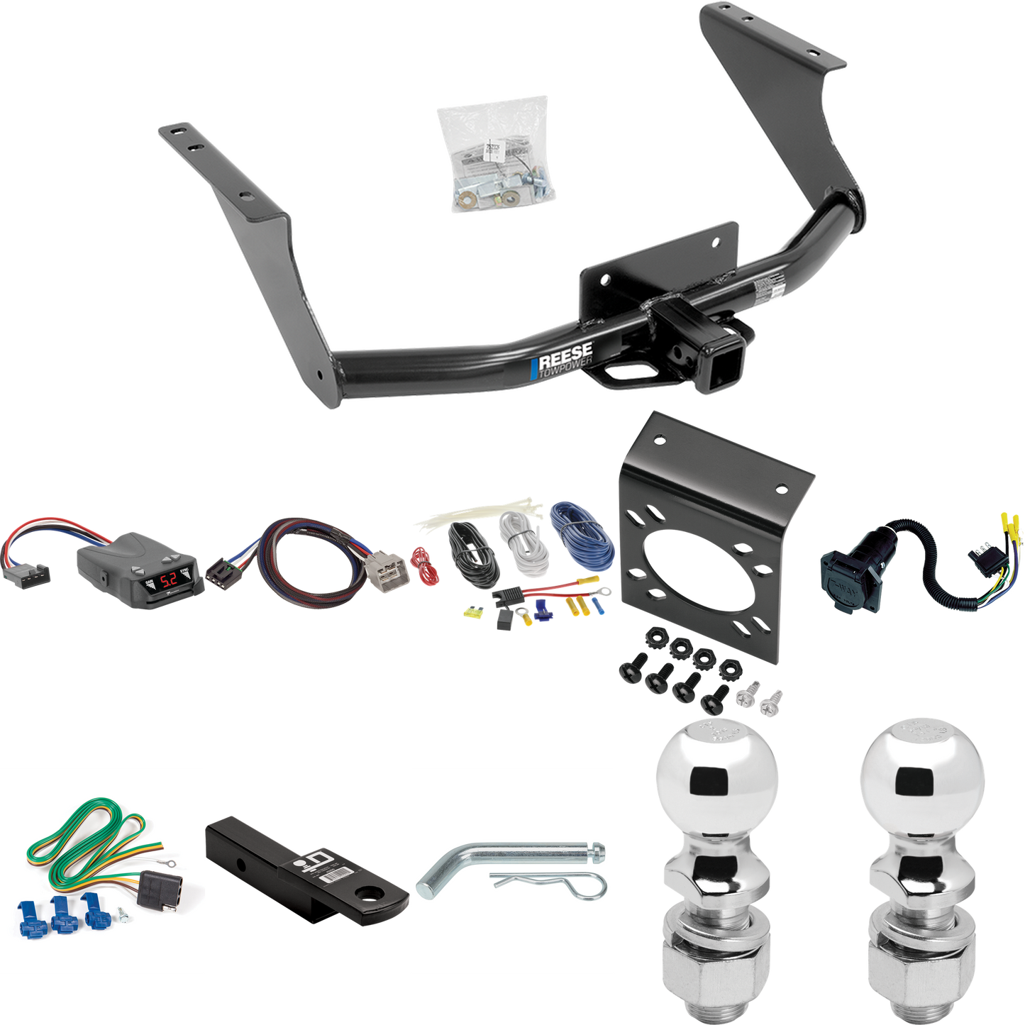 Fits 2019-2023 RAM 1500 Classic Trailer Hitch Tow PKG w/ Tekonsha Brakeman IV Brake Control + Plug & Play BC Adapter + 7-Way RV Wiring + 2" & 2-5/16" Ball & Drop Mount By Reese Towpower