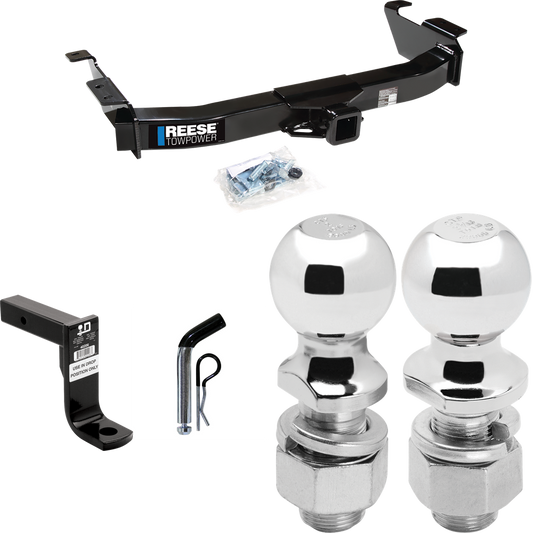 Fits 2000-2014 Ford E-150 Econoline Trailer Hitch Tow PKG w/ Ball Mount w/ 8" Drop + Pin/Clip + 2" Ball + 2-5/16" Ball By Reese Towpower