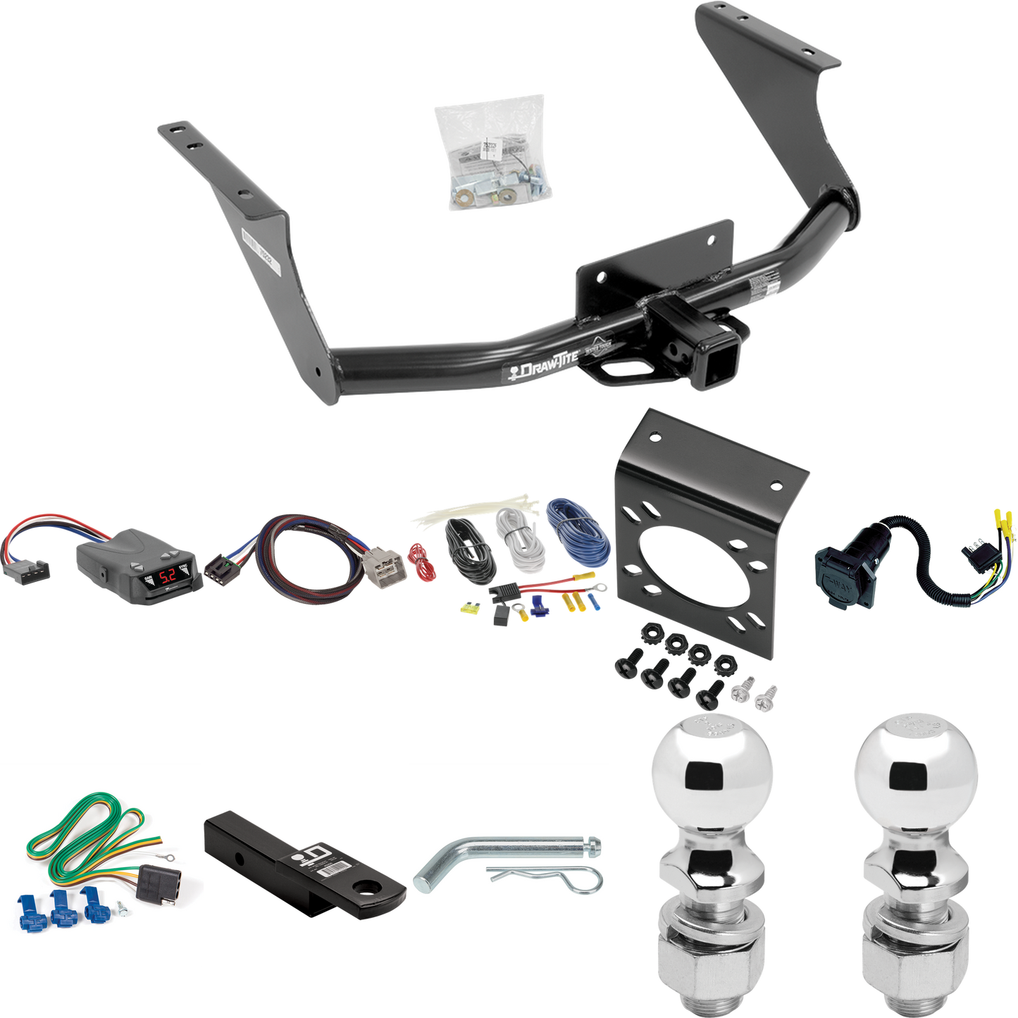 Fits 2019-2023 RAM 1500 Classic Trailer Hitch Tow PKG w/ Tekonsha Brakeman IV Brake Control + Plug & Play BC Adapter + 7-Way RV Wiring + 2" & 2-5/16" Ball & Drop Mount By Draw-Tite