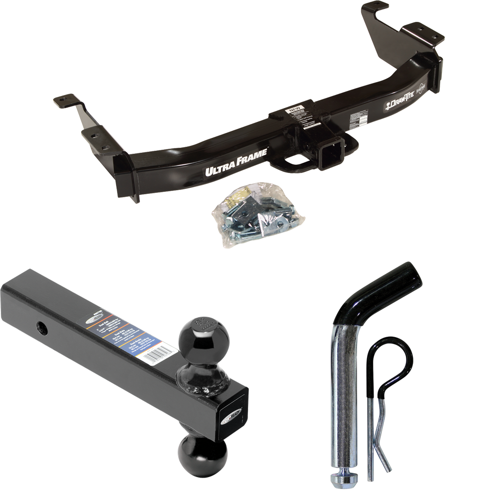 Se adapta al paquete de enganche de remolque Ford E-150 Econoline 2009-2012 con soporte de bola doble, bolas de remolque de 2" y 2-5/16" + pasador/clip (para modelos (paquete de remolque preparado Clase II)) de Draw-Tite