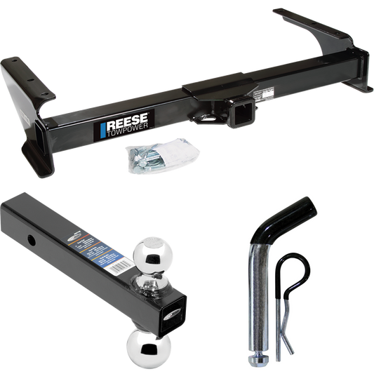 Fits 2009-2012 Ford E-250 Econoline Trailer Hitch Tow PKG w/ Dual Ball Ball Mount 2" & 2-5/16" Trailer Balls + Pin/Clip (For (Prepped Class II Tow Package) Models) By Reese Towpower