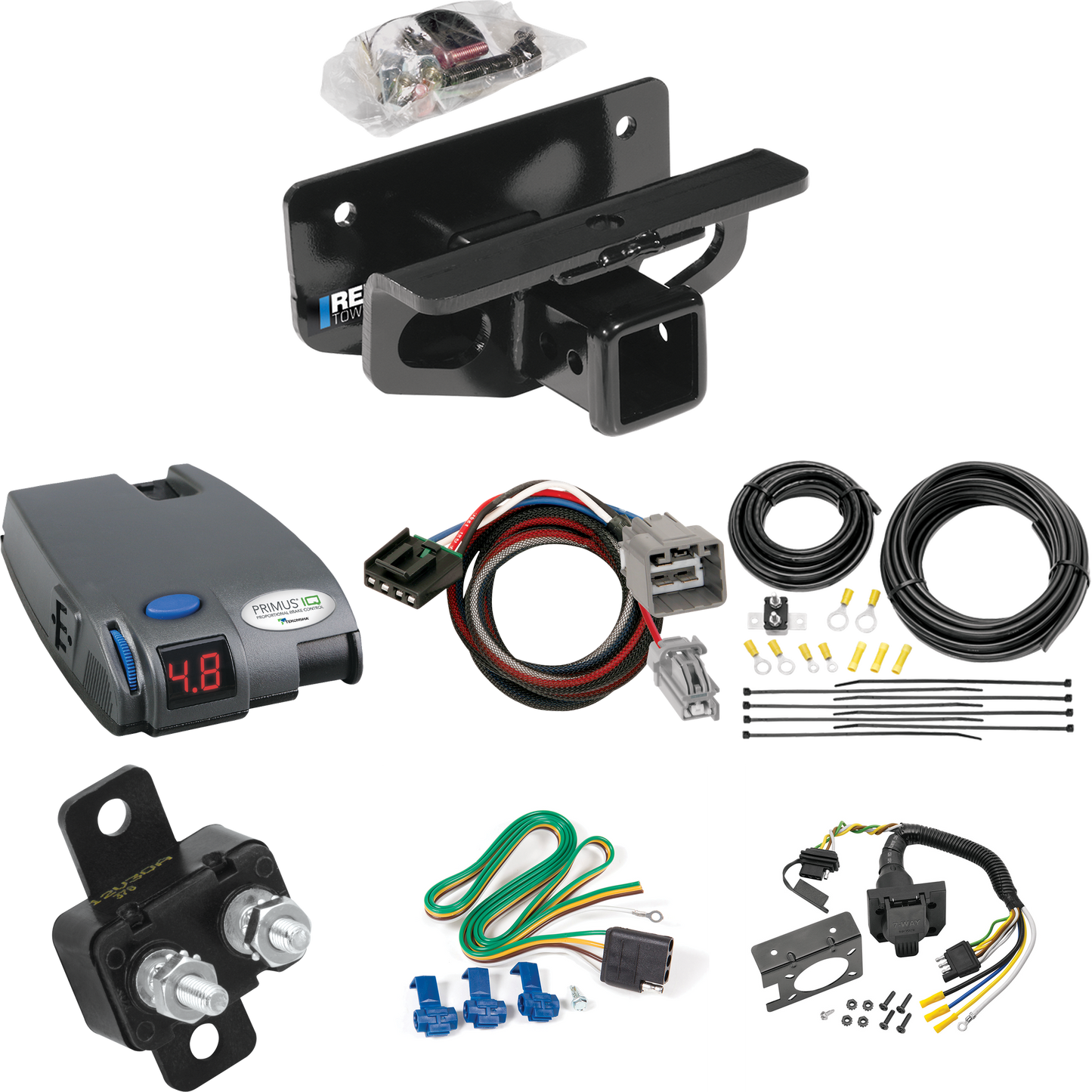 Fits 2013-2014 RAM 1500 Trailer Hitch Tow PKG w/ Tekonsha Primus IQ Brake Control + Plug & Play BC Adapter + 7-Way RV Wiring By Reese Towpower