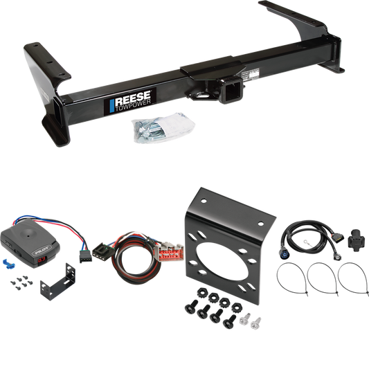 Fits 2009-2012 Ford E-150 Econoline Trailer Hitch Tow PKG w/ Pro Series Pilot Brake Control + Plug & Play BC Adapter + 7-Way RV Wiring (For (Prepped Class II Tow Package) Models) By Reese Towpower