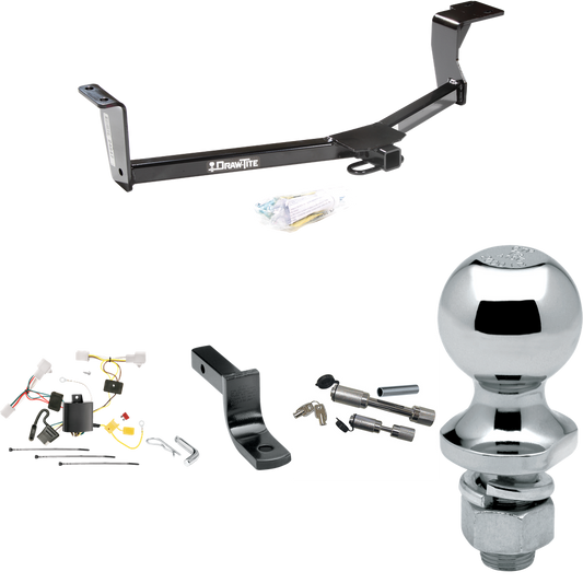 Fits 2010-2015 Toyota Prius Trailer Hitch Tow PKG w/ 4-Flat Wiring Harness + Draw-Bar + 1-7/8" Ball + Dual Hitch & Coupler Locks (Excludes: w/Plug-In Model Models) By Draw-Tite