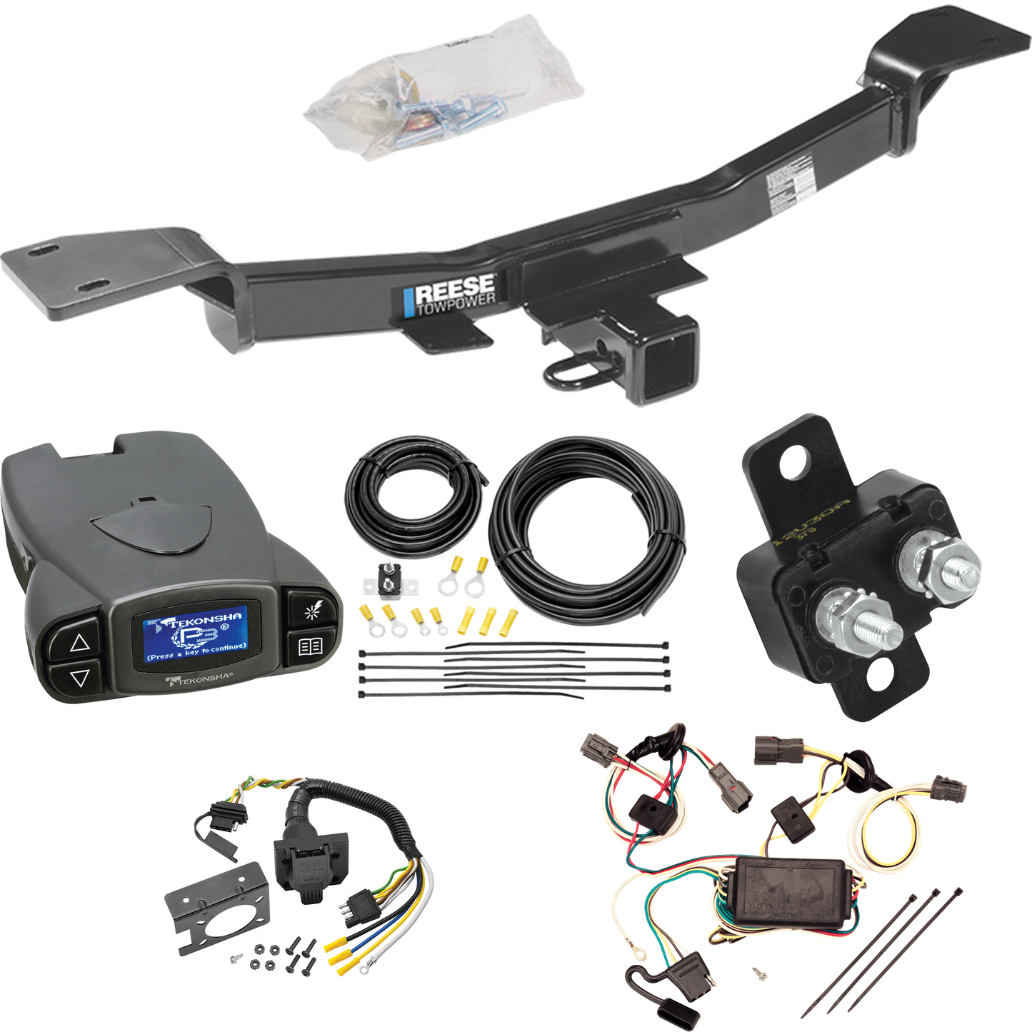 Fits 2005-2009 Hyundai Tucson Trailer Hitch Tow PKG w/ Tekonsha Prodigy P3 Brake Control + 7-Way RV Wiring By Reese Towpower