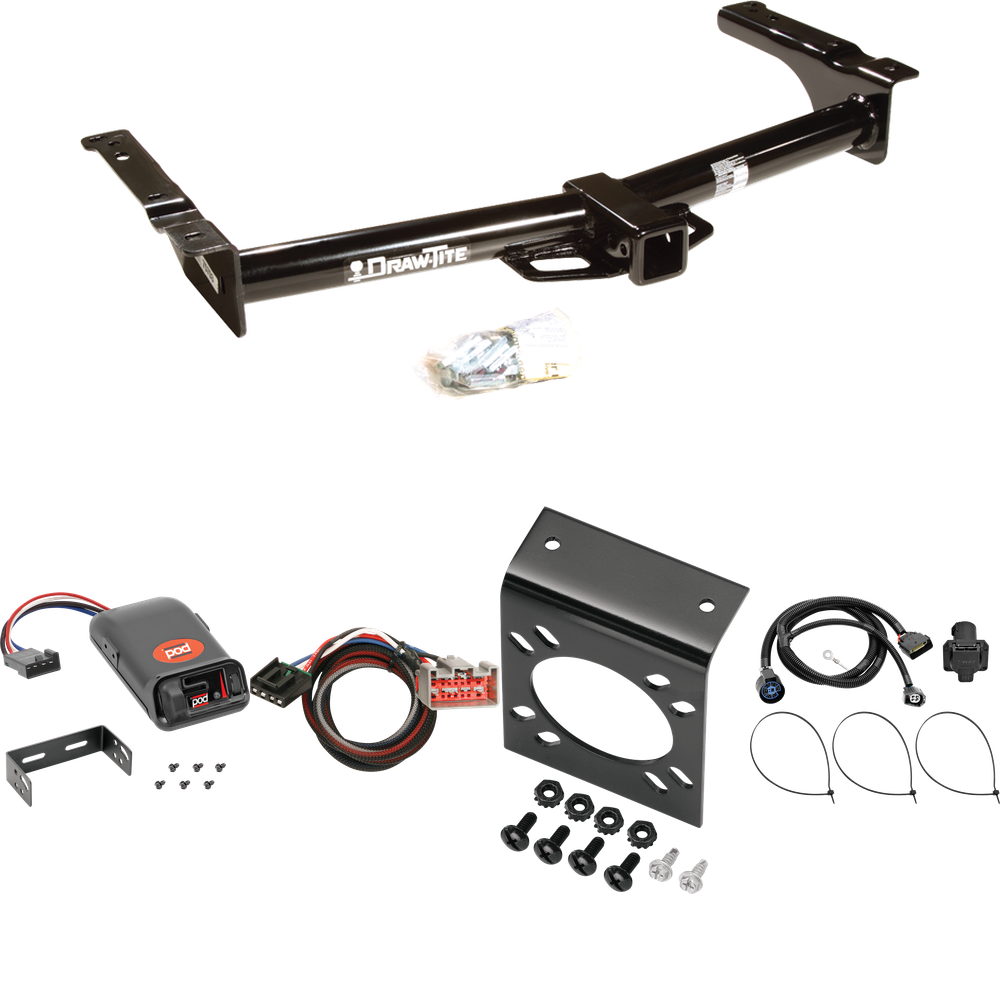 Fits 2009-2012 Ford E-250 Econoline Trailer Hitch Tow PKG w/ Pro Series POD Brake Control + Plug & Play BC Adapter + 7-Way RV Wiring (For (Prepped Class II Tow Package) Models) By Draw-Tite