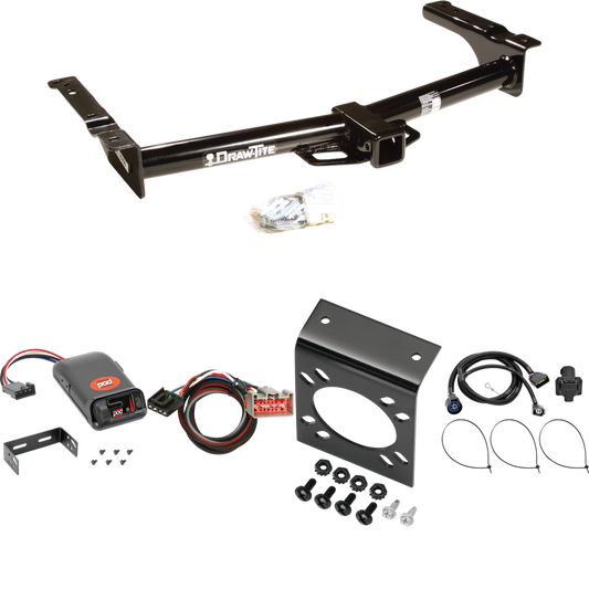 Fits 2009-2012 Ford E-250 Econoline Trailer Hitch Tow PKG w/ Pro Series POD Brake Control + Plug & Play BC Adapter + 7-Way RV Wiring (For (Prepped Class II Tow Package) Models) By Draw-Tite