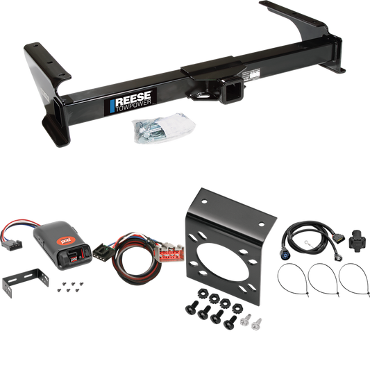 Fits 2009-2012 Ford E-150 Econoline Trailer Hitch Tow PKG w/ Pro Series POD Brake Control + Plug & Play BC Adapter + 7-Way RV Wiring (For (Prepped Class II Tow Package) Models) By Reese Towpower