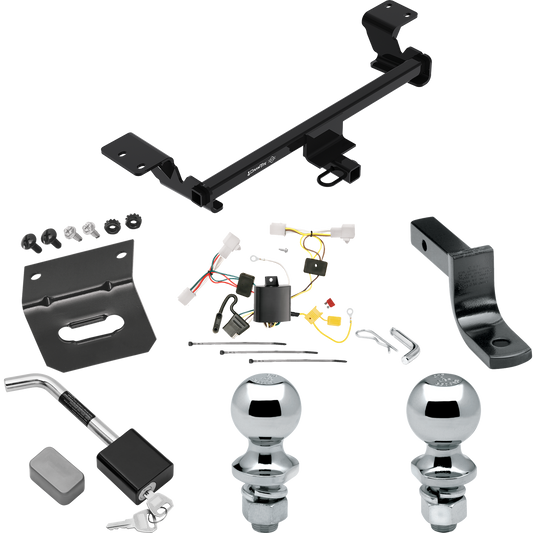 Se adapta al paquete de enganche de remolque enchufable Toyota Prius 2012-2015 con arnés de cableado de 4 planos + barra de tracción + bola de 1-7/8" + 2" + soporte de cableado + bloqueo de enganche de Draw-Tite