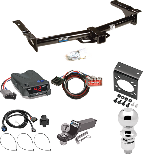 Fits 2009-2012 Ford E-350 Econoline Super Duty Trailer Hitch Tow PKG w/ Tekonsha BRAKE-EVN Brake Control + Plug & Play BC Adapter + 7-Way RV Wiring + 2" & 2-5/16" Ball & Drop Mount (For (Prepped Class II Tow Package) Models) By Reese Towpower