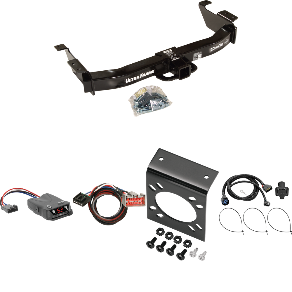 Fits 2009-2012 Ford E-150 Econoline Trailer Hitch Tow PKG w/ Tekonsha Brakeman IV Brake Control + Plug & Play BC Adapter + 7-Way RV Wiring (For (Prepped Class II Tow Package) Models) By Draw-Tite