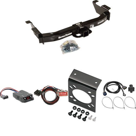 Fits 2009-2012 Ford E-150 Econoline Trailer Hitch Tow PKG w/ Tekonsha Brakeman IV Brake Control + Plug & Play BC Adapter + 7-Way RV Wiring (For (Prepped Class II Tow Package) Models) By Draw-Tite