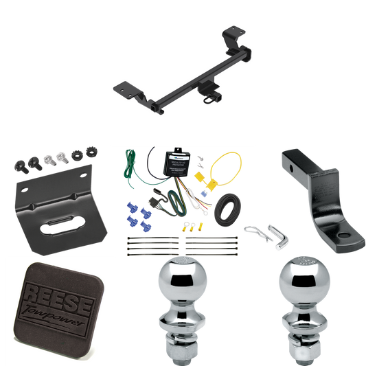 Fits 2020-2022 Toyota Prius Trailer Hitch Tow PKG w/ 4-Flat Wiring Harness + Draw-Bar + 1-7/8" + 2" Ball + Wiring Bracket + Hitch Cover (Excludes: w/Plug-In Model Models) By Reese Towpower