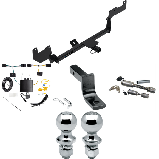 Se adapta al paquete de enganche de remolque Hyundai Venue 2020-2023 con arnés de cableado de 4 planos + barra de tracción + bola de 1-7/8" + 2" + enganche doble y cerraduras de acoplador de Reese Towpower