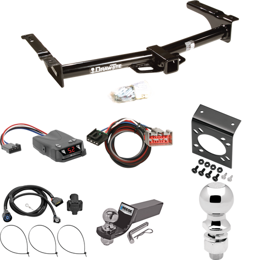 Fits 2009-2012 Ford E-250 Econoline Trailer Hitch Tow PKG w/ Tekonsha Brakeman IV Brake Control + Plug & Play BC Adapter + 7-Way RV Wiring + 2" & 2-5/16" Ball & Drop Mount (For (Prepped Class II Tow Package) Models) By Draw-Tite