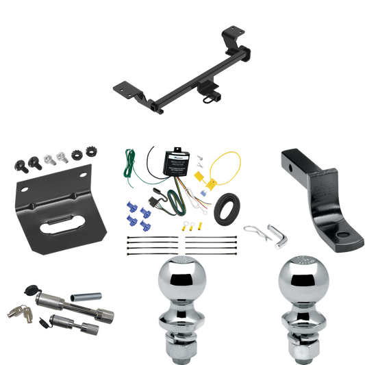 Fits 2020-2022 Toyota Prius Trailer Hitch Tow PKG w/ 4-Flat Wiring Harness + Draw-Bar + 1-7/8" + 2" Ball + Wiring Bracket + Dual Hitch & Coupler Locks (Excludes: w/Plug-In Model Models) By Reese Towpower