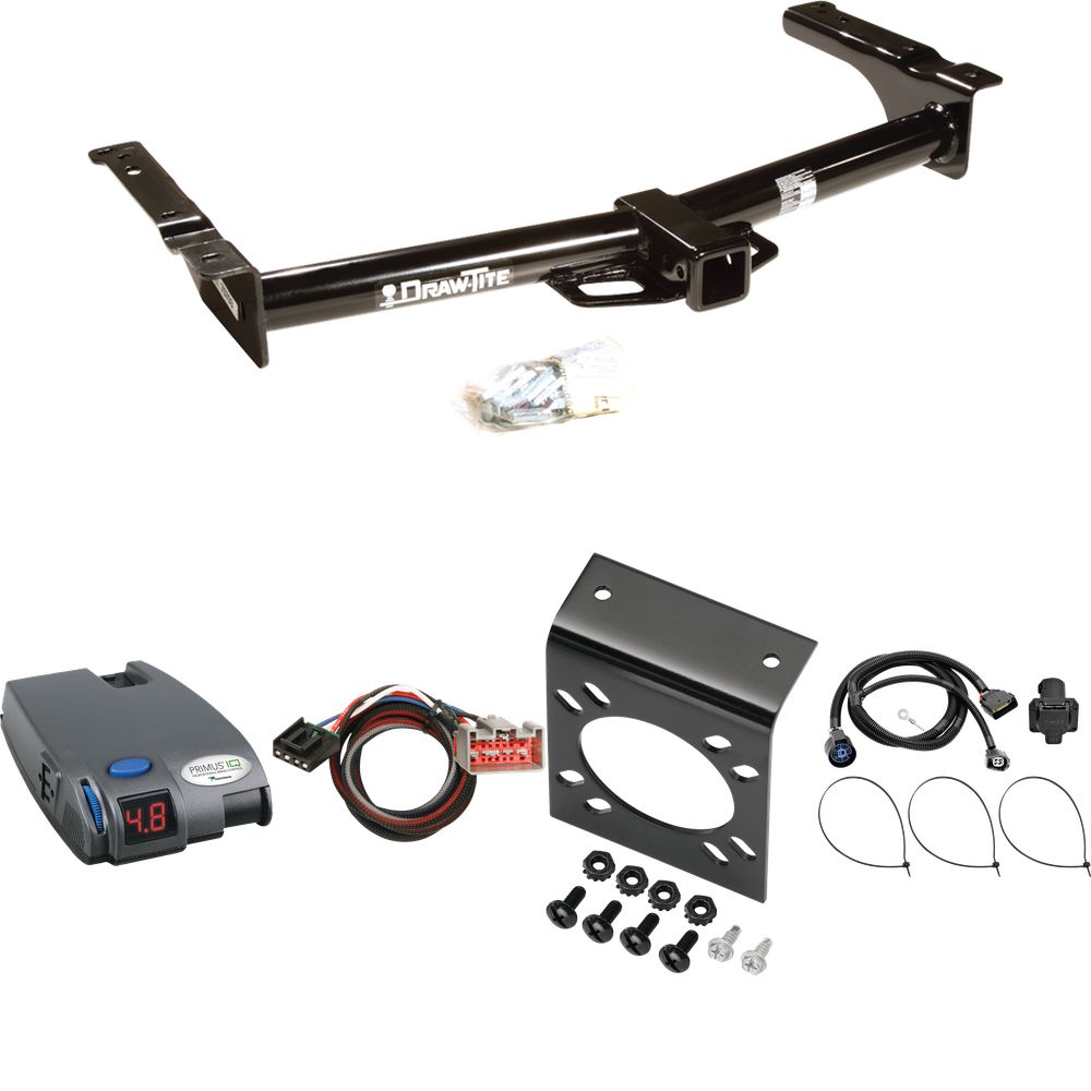 Fits 2009-2012 Ford E-150 Econoline Trailer Hitch Tow PKG w/ Tekonsha Primus IQ Brake Control + Plug & Play BC Adapter + 7-Way RV Wiring (For (Prepped Class II Tow Package) Models) By Draw-Tite