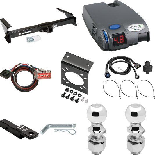 Fits 2009-2012 Ford E-350 Econoline Super Duty Trailer Hitch Tow PKG w/ Tekonsha Primus IQ Brake Control + Plug & Play BC Adapter + 7-Way RV Wiring + 2" & 2-5/16" Ball & Drop Mount (For (Prepped Class II Tow Package) Models) By Draw-Tite