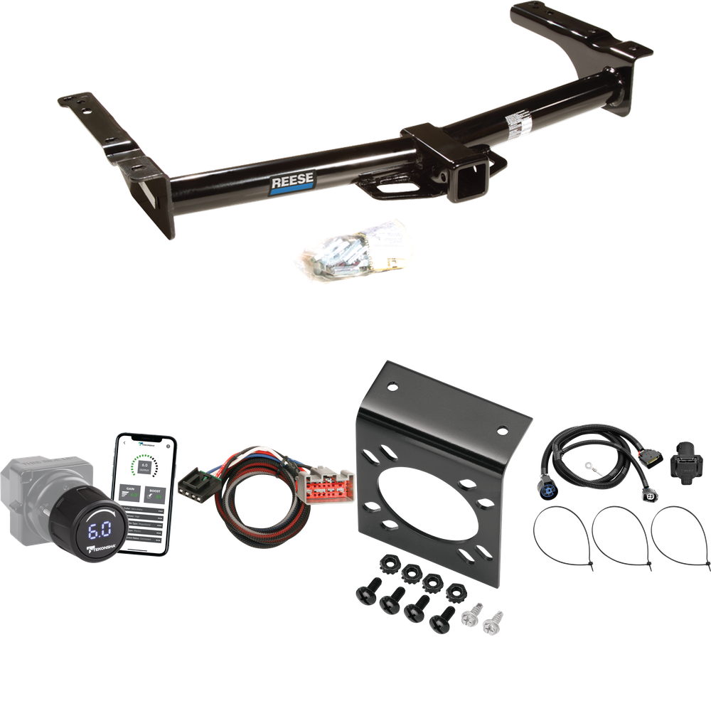 Fits 2009-2012 Ford E-250 Econoline Trailer Hitch Tow PKG w/ Tekonsha Prodigy iD Bluetooth Wireless Brake Control + Plug & Play BC Adapter + 7-Way RV Wiring (For (Prepped Class II Tow Package) Models) By Reese Towpower