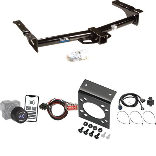 Fits 2009-2012 Ford E-250 Econoline Trailer Hitch Tow PKG w/ Tekonsha Prodigy iD Bluetooth Wireless Brake Control + Plug & Play BC Adapter + 7-Way RV Wiring (For (Prepped Class II Tow Package) Models) By Reese Towpower