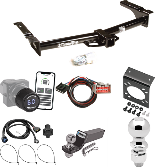 Fits 2009-2012 Ford E-150 Econoline Trailer Hitch Tow PKG w/ Tekonsha Prodigy iD Bluetooth Wireless Brake Control + Plug & Play BC Adapter + 7-Way RV Wiring + 2" & 2-5/16" Ball & Drop Mount (For (Prepped Class II Tow Package) Models) By Draw-Tite