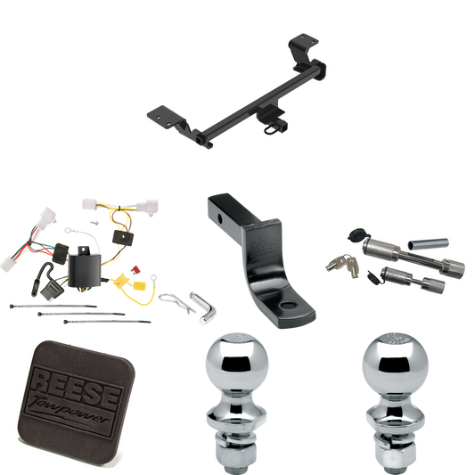 Fits 2010-2015 Toyota Prius Trailer Hitch Tow PKG w/ 4-Flat Wiring Harness + Draw-Bar + 1-7/8" + 2" Ball + Hitch Cover + Dual Hitch & Coupler Locks (Excludes: w/Plug-In Model Models) By Reese Towpower