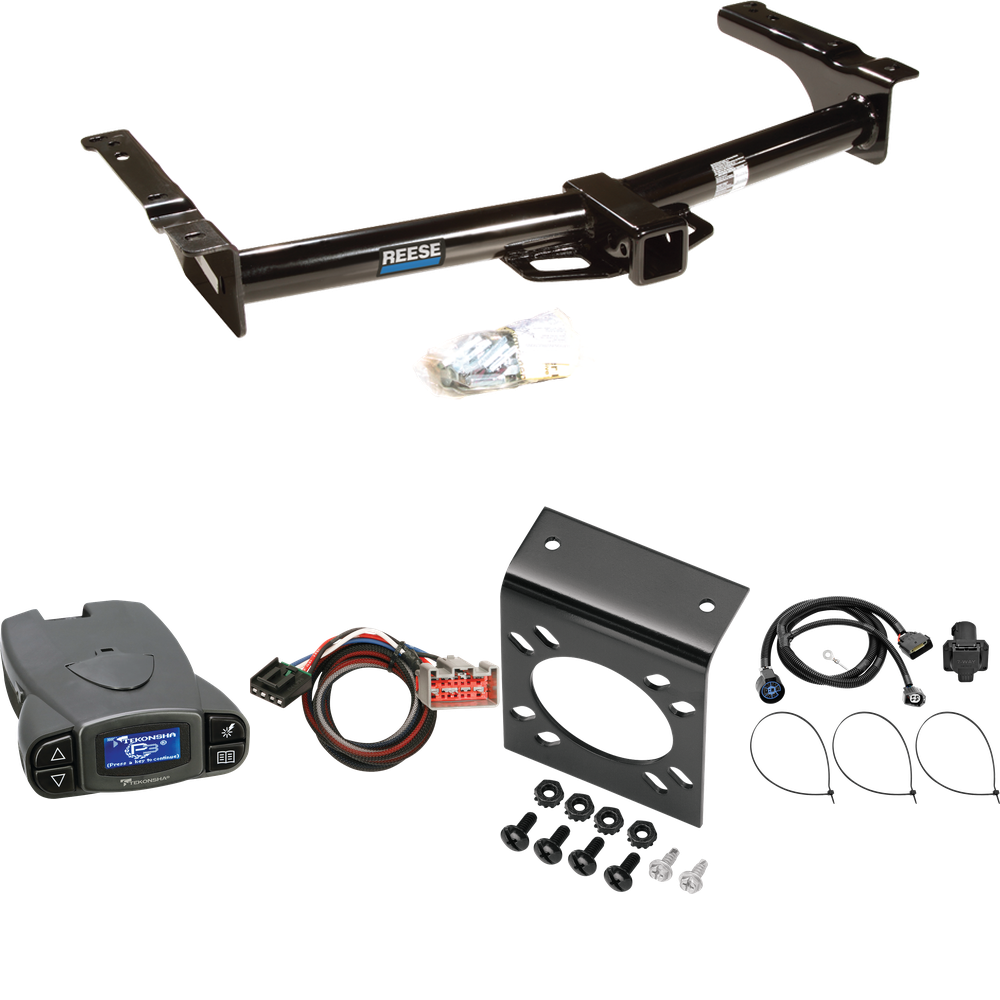 Fits 2009-2012 Ford E-150 Econoline Trailer Hitch Tow PKG w/ Tekonsha Prodigy P3 Brake Control + Plug & Play BC Adapter + 7-Way RV Wiring (For (Prepped Class II Tow Package) Models) By Reese Towpower