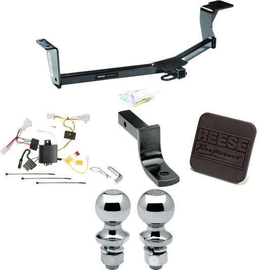 Fits 2010-2023 Toyota Prius Trailer Hitch Tow PKG w/ 4-Flat Wiring Harness + Draw-Bar + 1-7/8" + 2" Ball + Hitch Cover (Excludes: w/Plug-In Model Models) By Reese Towpower