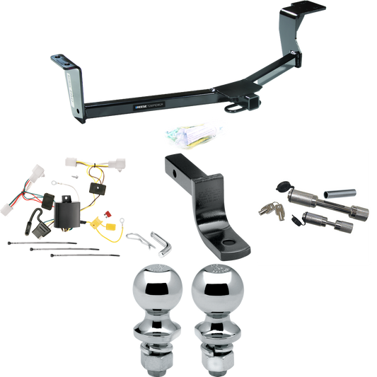 Fits 2010-2023 Toyota Prius Trailer Hitch Tow PKG w/ 4-Flat Wiring Harness + Draw-Bar + 1-7/8" + 2" Ball + Dual Hitch & Coupler Locks (Excludes: w/Plug-In Model Models) By Reese Towpower