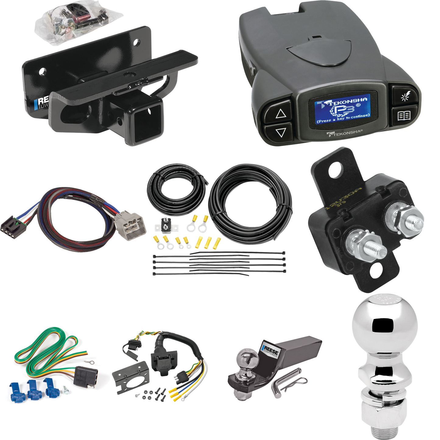 Se adapta al paquete de remolque con enganche de remolque RAM 1500 Classic 2019-2023 con control de freno Tekonsha Prodigy P3 + adaptador BC Plug &amp; Play + cableado RV de 7 vías + soporte de bola y caída de 2" y 2-5/16" de Reese Towpower