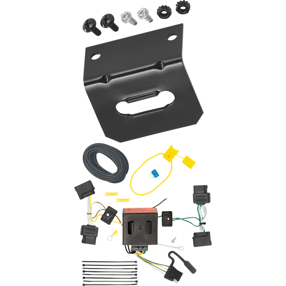 Fits 2007-2010 Ford Edge 4-Flat Vehicle End Trailer Wiring Harness + Wiring Bracket By Tekonsha